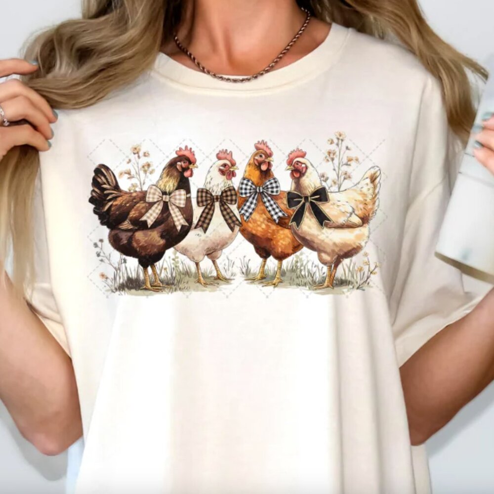 Features Cute Chicken Bow Transfer